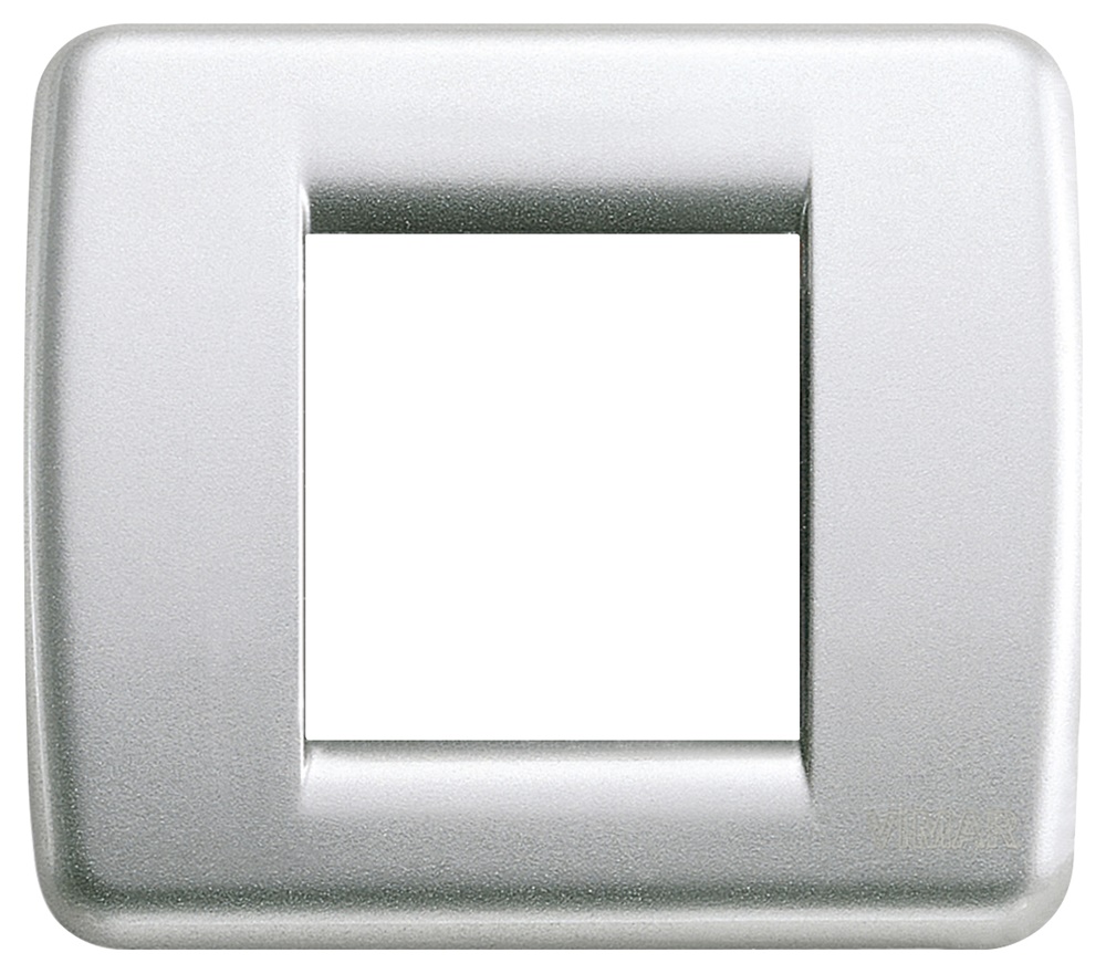 Placca Rondò 1-2 moduli metallo pressofuso argento metallizzato per impianti elettrici