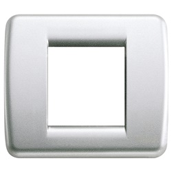Placca Rondò 1-2 moduli metallo pressofuso argento metallizzato per impianti elettrici