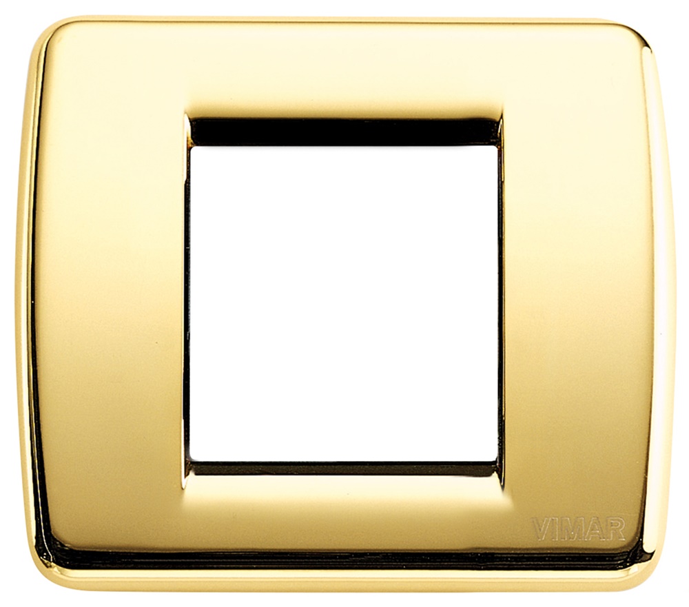 Placca Rondò metallo pressofuso oro lucido 1-2 moduli per installazioni elettriche