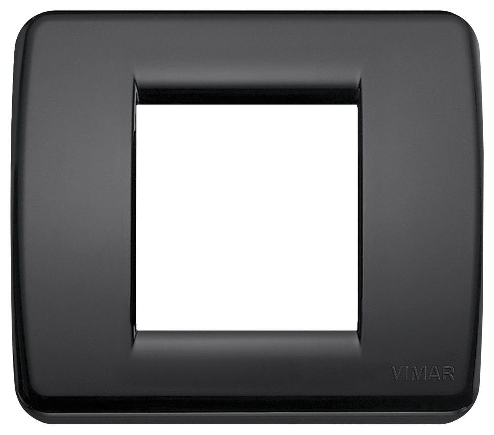 Placca Rondò 1-2 moduli tecnopolimero nero per installazioni elettriche