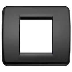 Placca Rondò 1-2 moduli tecnopolimero nero per installazioni elettriche