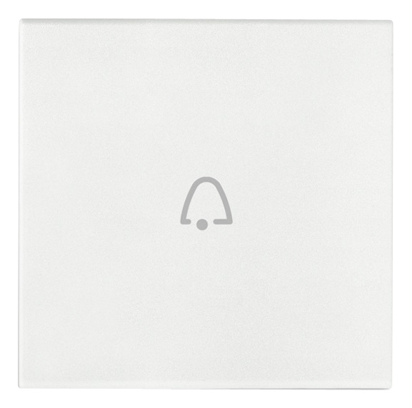 Tasto 2 moduli simbolo campanello assiale illuminabile bianco per comandi elettrici
