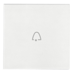 Tasto 2 moduli simbolo campanello assiale illuminabile bianco per comandi elettrici