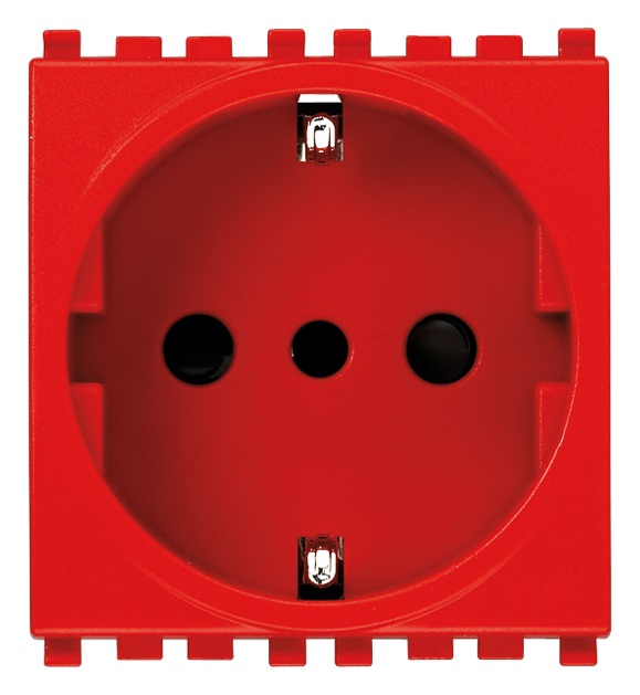 Presa 2P+T 16A 250V P30 standard italiano rosso 2 moduli