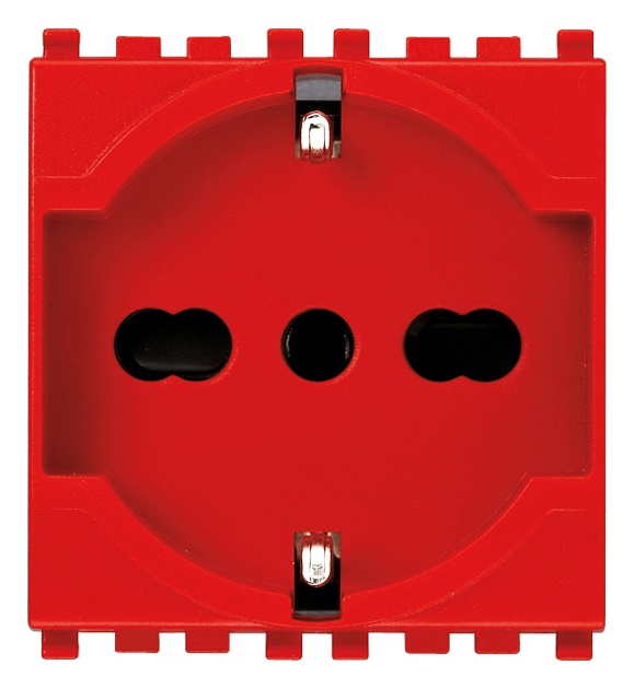 Presa 2P+T 16A 250V universale standard italiano rosso 2 moduli