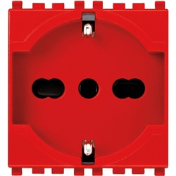 Presa 2P+T 16A 250V universale standard italiano rosso 2 moduli