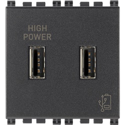 Unità alimentazione USB 5V 2,1A 2 uscite 2 moduli grigio per dispositivi elettronici