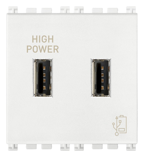 Unità alimentazione USB 5V 2,1A doppia uscita 2 metri bianco per dispositivi elettronici