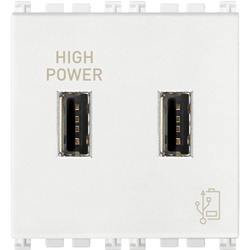 Unità alimentazione USB 5V 2,1A doppia uscita 2 metri bianco per dispositivi elettronici