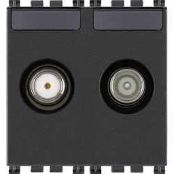 Presa coassiale TV-RD-SAT 2 uscite diretta 5-2400 MHz grigio 2 moduli