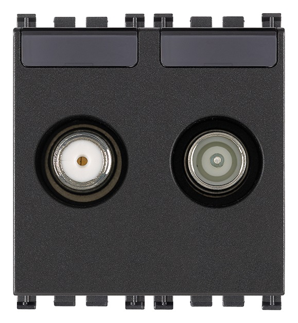 Presa TV-RD-SAT passante 2 uscite grigio