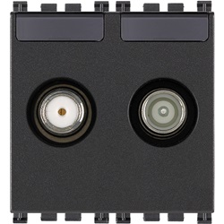Presa TV-RD-SAT passante 2 uscite grigio