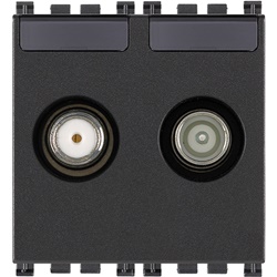 Presa coassiale TV-RD-SAT passante 2 uscite 5-2400 MHz attenuazione 10 dB grigio