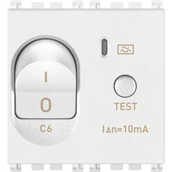 Interruttore magnetotermico differenziale 1P+N C6 10mA 120-230V bianco 2 moduli