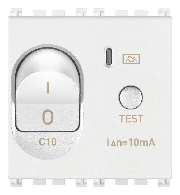 Interruttore magnetotermico differenziale 1P+N C10 10mA 2 moduli bianco per protezione impianti elettrici