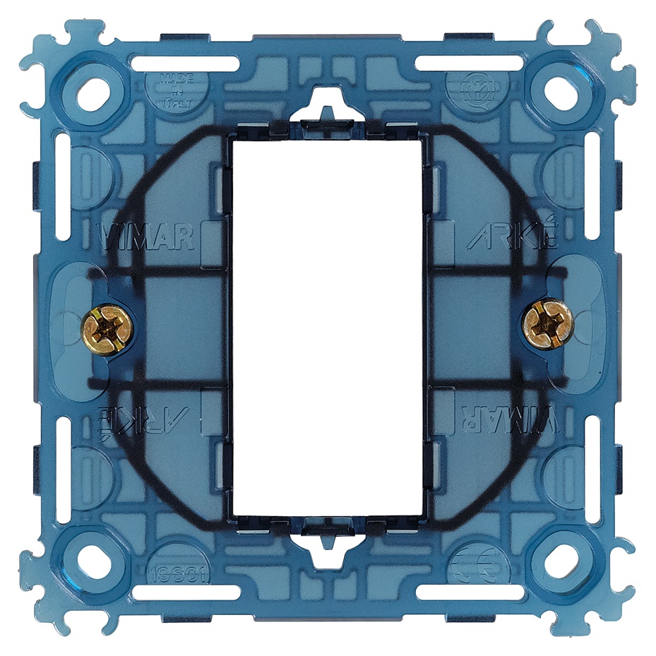 Supporto 1 modulo con griffe per scatole da incasso ø 60 mm uso elettrico