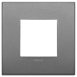 Placca Classic 2 moduli metallo ardesia matt design moderno per installazioni elettriche
