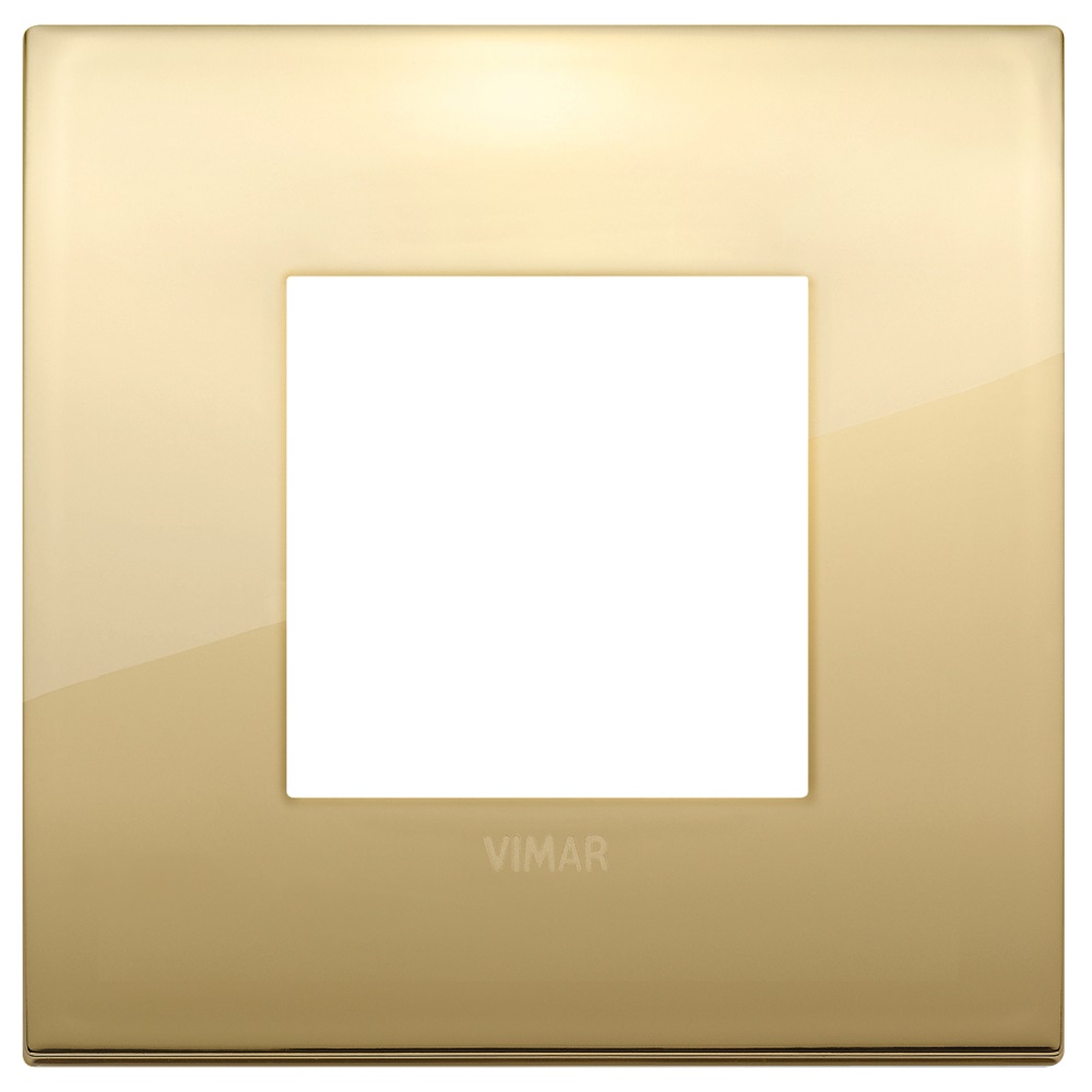 Placca Classic 2 moduli metallo finitura oro per installazioni elettriche