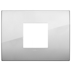 Placca Classic 2 moduli centrali metallo argento per installazioni elettriche