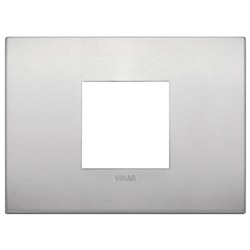 Placca Classic 2 moduli centrali alluminio naturale per impianti elettrici