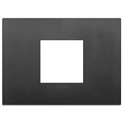 Placca Classic 2 moduli centrali tecnopolimero nero per installazioni elettriche
