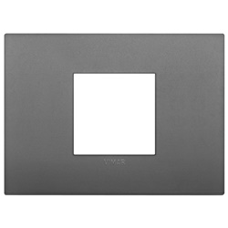 Placca Classic 2 moduli centrali tecnopolimero grigio per impianti elettrici
