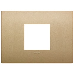 Placca Classic 2 moduli centrali tecnopolimero oro matt per installazioni elettriche