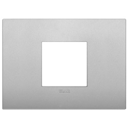 Placca Classic 2 moduli centrali tecnopolimero silver matt per installazioni elettriche
