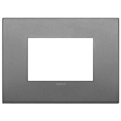 Placca Classic 3 moduli metallo ardesia matt design moderno uso civile