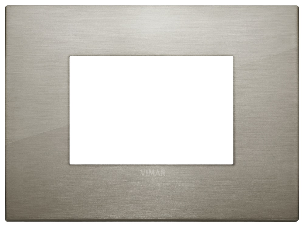 Placca Classic 3 moduli acciaio spazzolato metallo per installazioni elettriche
