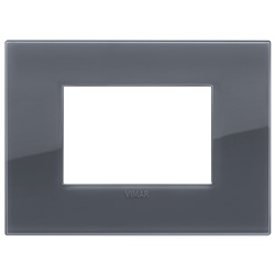 Placca Classic 3 moduli tecnopolimero Reflex grigio fumé per installazioni elettriche