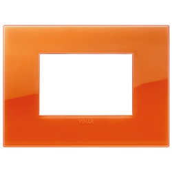 Placca Classic 3 moduli tecnopolimero Reflex arancione per impianti elettrici