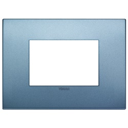 Placca Classic 3 moduli tecnopolimero blu opaco per installazioni elettriche