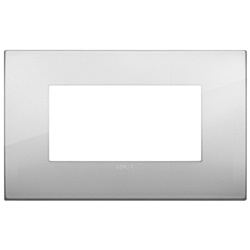 Placca Classic 4 moduli metallo argento per impianti elettrici residenziali