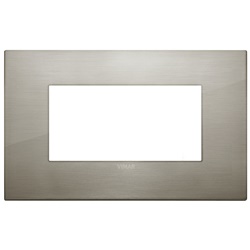 Placca Classic 4 moduli acciaio spazzolato metallo per installazioni elettriche