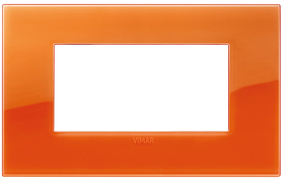 Placca Classic 4 moduli tecnopolimero colore Reflex orange per impianti elettrici