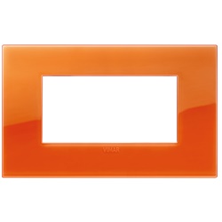 Placca Classic 4 moduli tecnopolimero colore Reflex orange per impianti elettrici