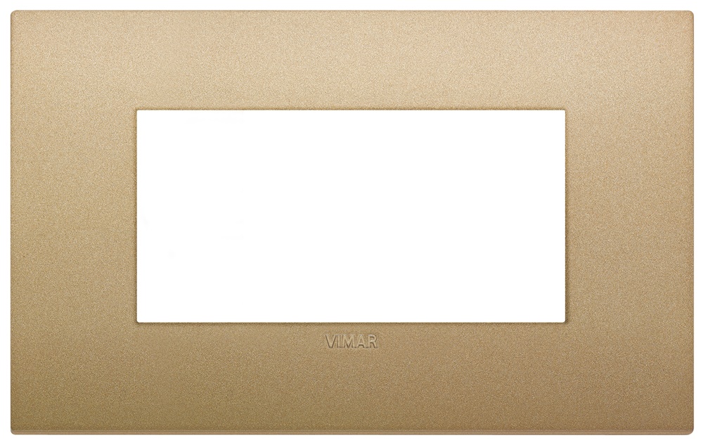 Placca Classic 4 moduli tecnopolimero finitura oro matt per impianti elettrici