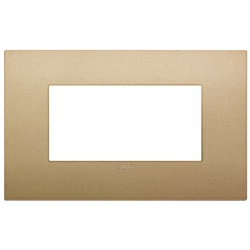 Placca Classic 4 moduli tecnopolimero finitura oro matt per impianti elettrici