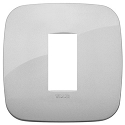 Placca Round 1 modulo tecnopolimero silver per installazioni elettriche standard