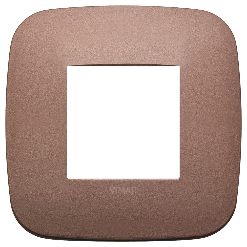 Placca Round 2 moduli metallo bronzo matt per installazioni elettriche interne