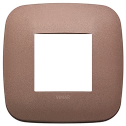 Placca Round 2 moduli metallo bronzo matt per installazioni elettriche interne