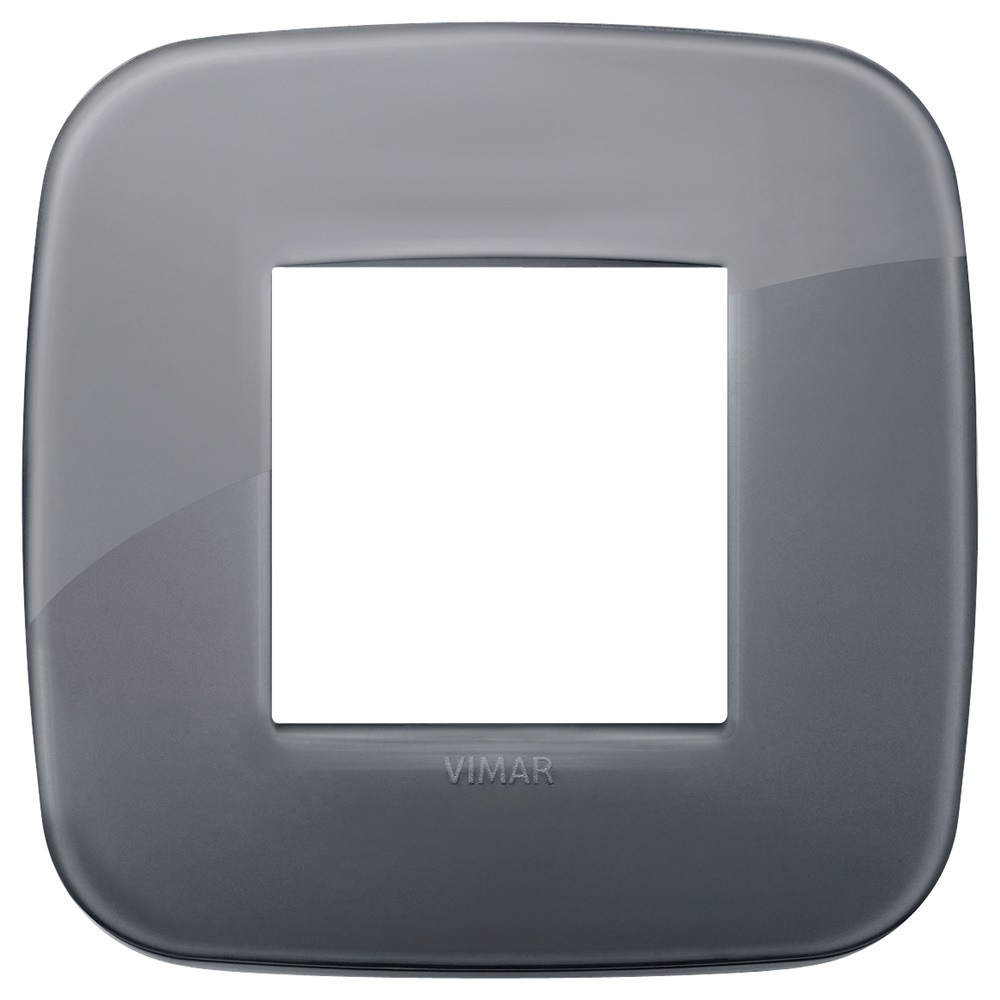 Placca Round 2 moduli tecnopolimero Reflex grigio fumè per impianti elettrici