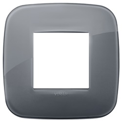Placca Round 2 moduli tecnopolimero Reflex grigio fumè per impianti elettrici