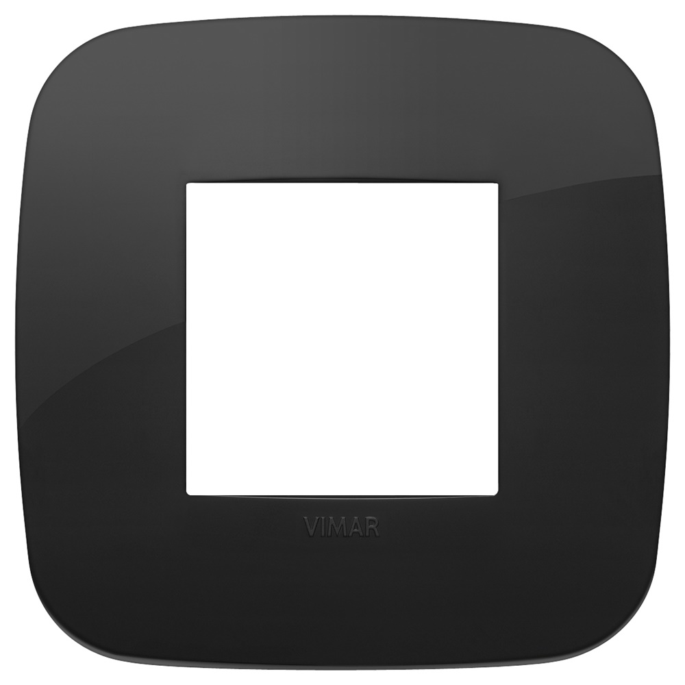 Placca Round 2 moduli tecnopolimero nero per installazioni elettriche interne
