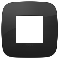 Placca Round 2 moduli tecnopolimero nero per installazioni elettriche interne
