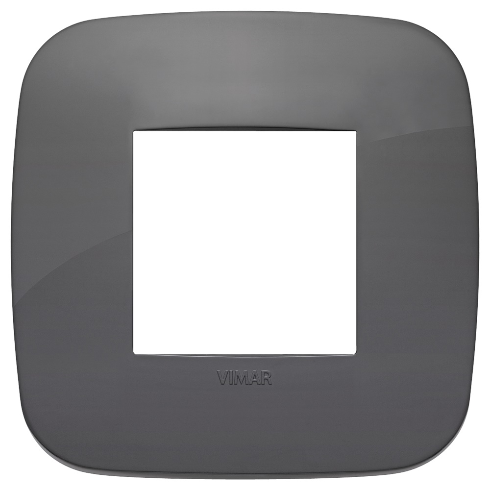 Placca Round 2 moduli tecnopolimero grigio per installazioni elettriche muro
