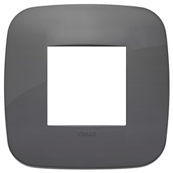 Placca Round 2 moduli tecnopolimero grigio per installazioni elettriche muro