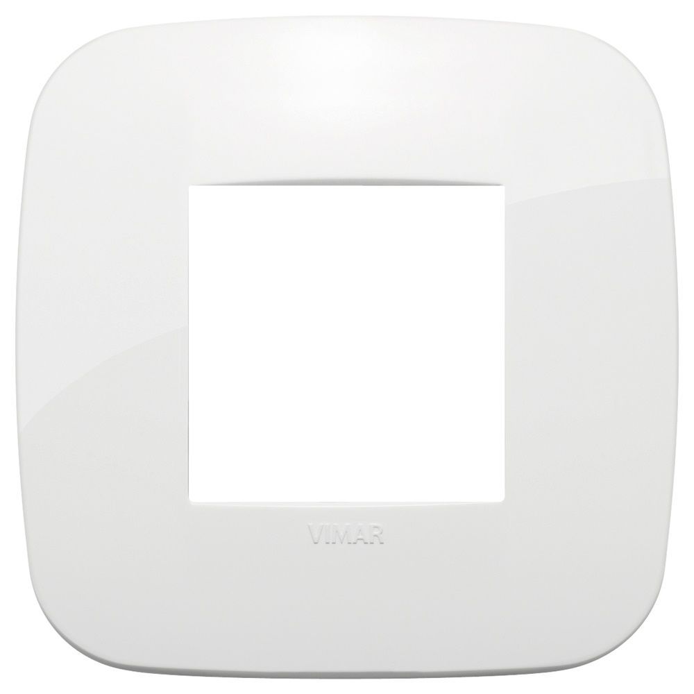 Placca Round 2 moduli bianco tecnopolimero per impianti elettrici