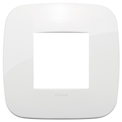 Placca Round 2 moduli bianco tecnopolimero per impianti elettrici